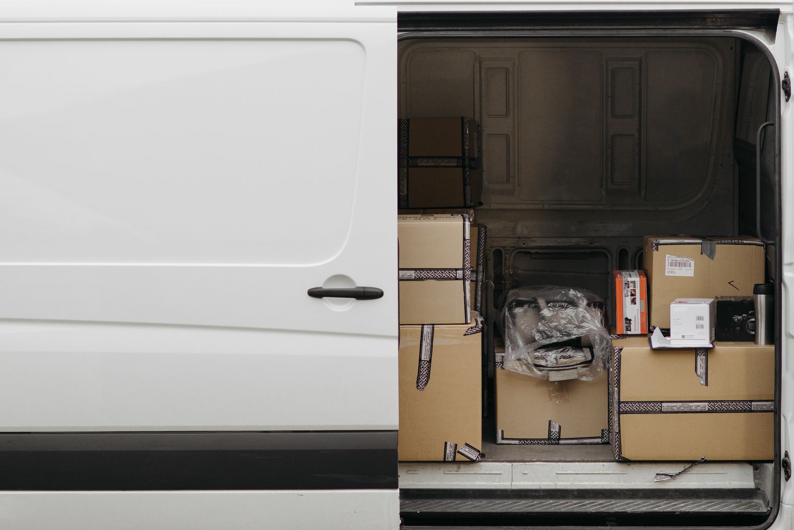 Boxes being loaded into a van
